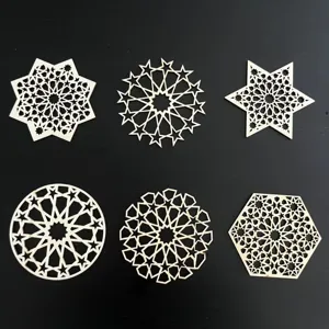 Wooden Hollow Out Star Coaster Geometric Laser Engraved Cup Mat Table Decor Wooden Coasters For Coffee Tea Cup