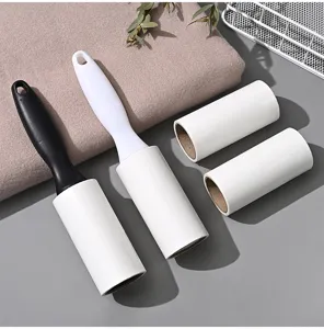 Portable pet lint roller set with refill rolls for easy hair removal and cleaning.