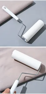 Lint roller for pet hair removal, sticky clothes dust cleaner with durable handle.