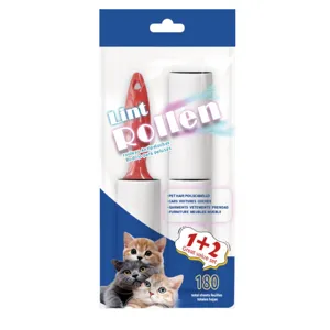 Pet hair lint roller set with 1 handle and 2 refills total 180 sheets for clothes and furniture