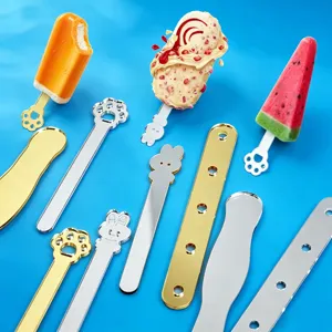 Reusable acrylic metal ice cream sticks DIY handmade popsicle handles for homemade desserts.