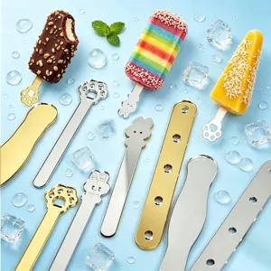 Stainless steel DIY ice cream sticks detail showing cute animal paw and bunny handle designs.