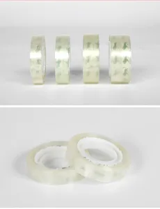 Transparent stationery adhesive tape, small packaging bundling tape for office and school use.