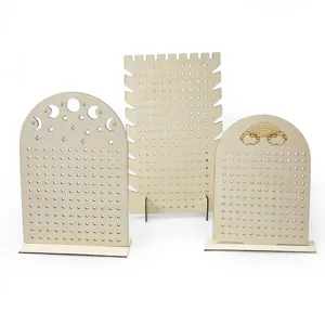 Wooden earring display stand set, multi-hole jewelry holder for studs and necklaces.