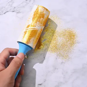 Rodillo quitapelusas adhesivo con mango azul para ropa pelo de mascotas polvo, repuesto de papel.