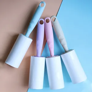 4pcs portable lint roller with colorful handle and refillable sticky paper for clothes hair removal