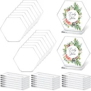 Transparent Acrylic Hexagon Table Numbers Blank Place Cards With Stands For Wedding Party Decor Table Centerpieces