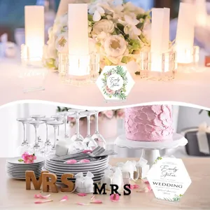 Clear acrylic hexagon place cards for wedding table decorations and DIY party signs 18pcs