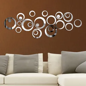 Acrylic 3D Mirror Circle Wall Stickers Modern Minimalist Removable Circular Wall Decals For Living Room Bedroom Home Decor