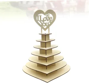 Support à cupcakes en bois en forme de cœur à 7 niveaux présentoir chocolat mariage