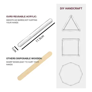 Reusable acrylic craft sticks 11.5cm transparent DIY ice cream sticks for handmade art projects.