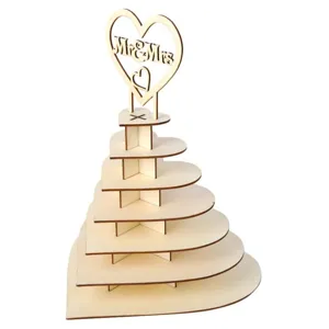 Support de gâteau en bois cœur 7 étages mariage fête chocolat présentoir déco