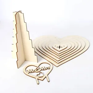 Support en bois cœur chocolat mariage présentoir 7 niveaux fête déco cadeau romantique