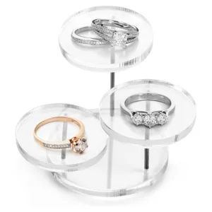 Support de Présentoir à Bagues en Acrylique Transparent Organisateur de Bijoux Multi-Niveaux