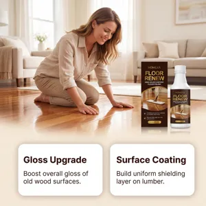 Detail de nettoyant pour renovation de parquet avec eclat ameliore et couche protectrice.
