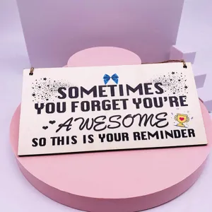 Wooden hanging plaque with inspiring quote text design, perfect friendship gift and decor.