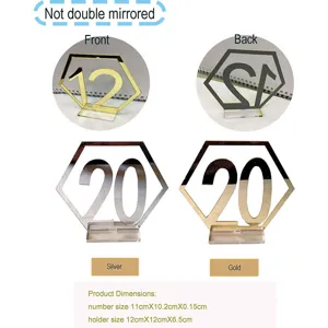 Acrylic Mirror Hexagon Table Numbers Gold Silver Hollow Wedding Bar Party Table Decor