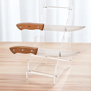 Acrylic Desktop Knife Display Stand MultiLayer Clear Knife Holder For Folding Knife Kitchen Storage Rack