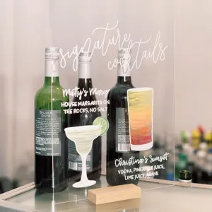 Letrero de boda de acrilico transparente para decoracion de barra de cocteles calligrafia DIY