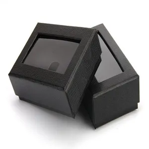 Black snakeskin texture bow tie gift box with clear window detail display packaging.