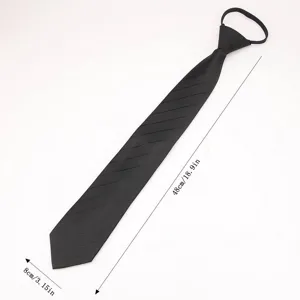 Black zipper tie detail showing texture, 48cm length and 8cm width dimensions clearly.