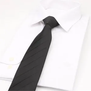 8cm wide black stripe zipper tie for men business professional wedding suit necktie