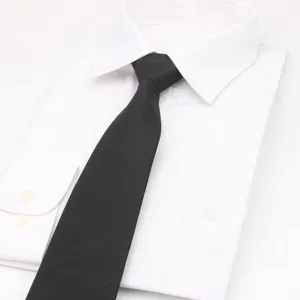 Classic black zipper tie for men, 8cm wide pre-tied business suit necktie for formal wear.