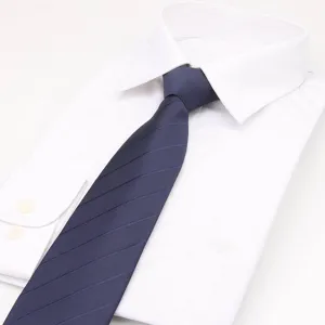 Men's navy blue striped pre-tied zipper tie professional business suit accessory