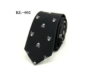 Corbata delgada negra de moda para hombre con calavera blanca, 6cm de ancho, estilo gótico.