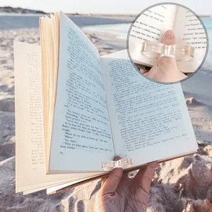 Clear acrylic thumb bookmark book page holder ergonomic reading accessory for book lovers
