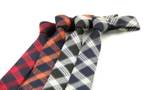 Men's 6cm slim plaid necktie, British style casual tartan tie for business and students.