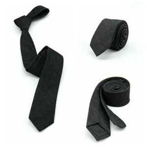 Corbata estrecha de denim color sólido hombre corbata de algodón casual moda negocios
