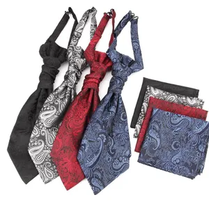 Men Jacquard Tie And Pocket Square Set Polyester Paisley Necktie Formal Evening Wear Wedding Business Suit Accessories