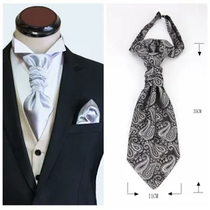Men formal paisley ascot tie and pocket square set stylish wedding cravat necktie.
