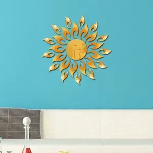 Acrylic mirror sunflower wall sticker for modern home living room and bedroom indoor decor.