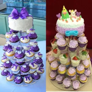 Acrylic 3-7 tier round cake stand clear dessert display shelf for wedding party cupcake.