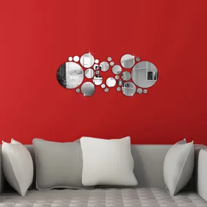 3D acrylic round mirror wall sticker, removable decorative wall art for living room decor.