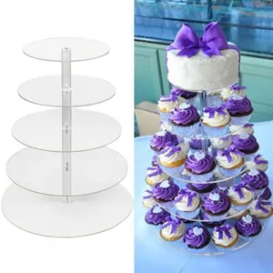 5-tier clear acrylic round cupcake stand detachable dessert display shelf for parties
