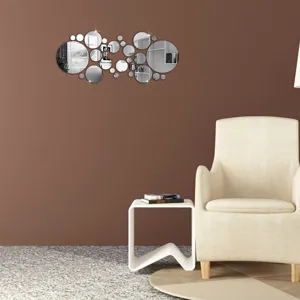 3D round mirror wall sticker removable acrylic decorative wall art for living room decor