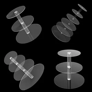 Clear acrylic tiered cake stand details, showing multi-tier round design and detachable structure.