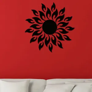 Acrylic sun mirror wall sticker, 3D floral home decor for living room bedroom interior wall.