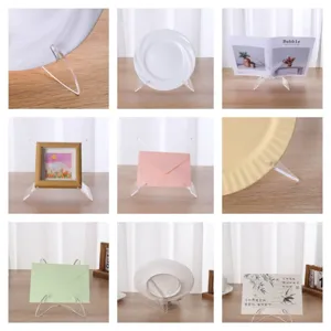 Transparent acrylic display stand for plates books and photo frames desktop organizer.
