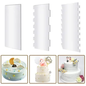 7 Stk klare Acryl Torte Schaber Set glatte Kante Kuchen Kamm DIY Backen Werkzeuge