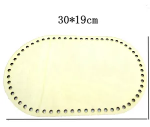 Fond de panier au crochet en bois, forme ovale avec trous pré-perforés pour bricolage, 30x19cm