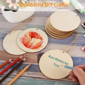 10 Pcs Unfinished Wooden Circles Blank Wood Slices with Holes DIY Crafts Hanging Tags Decor