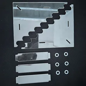 Clear acrylic pen organizer disassembled parts showing laser cut slots for easy DIY assembly.