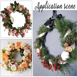 Ensemble de couronne de fleurs décorative avec diverses fleurs saisonnières et verdure.