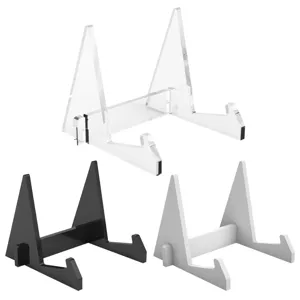 Support de Livre en Acrylique Transparent Noir Blanc Triangle CD Presentoir Bureau
