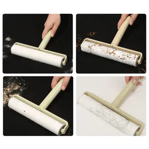 Reusable lint roller for pet hair removal, sticky roller with refill core for clothes.