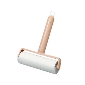 Lint roller with dust cover and pink handle for pet hair removal clothes cleaning 1pc